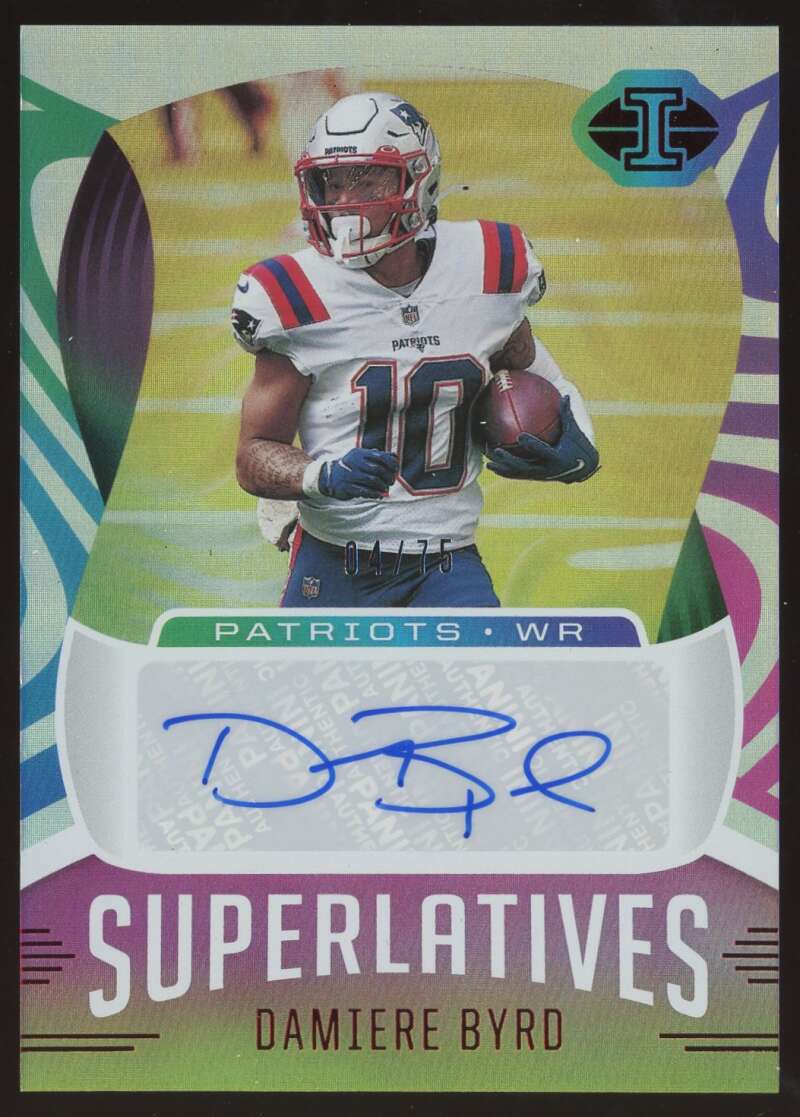 Load image into Gallery viewer, 2021 Panini Illusions Superlatives Red Auto Damiere Byrd #SU-40 New England Patriots /75  Image 1
