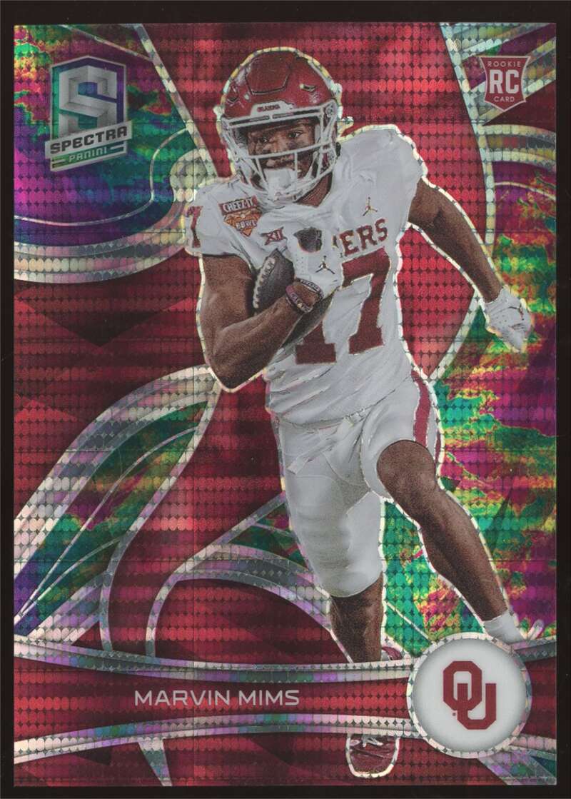 Load image into Gallery viewer, 2023 Panini Chronicles Draft Spectra Celestial Marvin Mims #36 Oklahoma Rookie RC /99  Image 1
