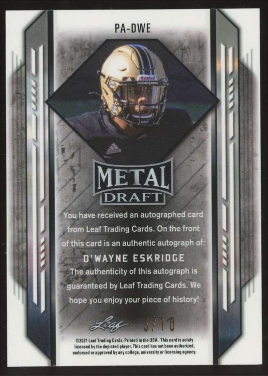 2021 Leaf Metal Draft Green Marbles Auto D'Wayne Eskridge 