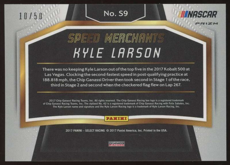 Load image into Gallery viewer, 2017 Panini Select Speed Merchants White Prizm Kyle Larson #9 Nascar /50  Image 2
