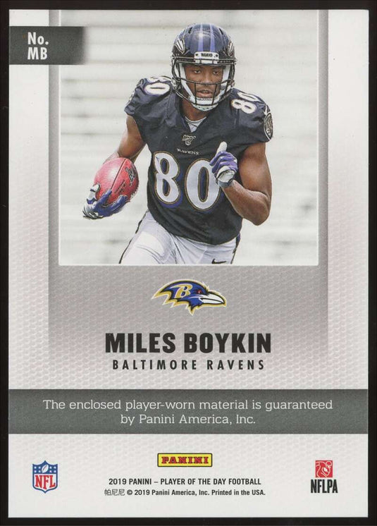 2019 Panini Player of the Day Memorabilia Miles Boykin 