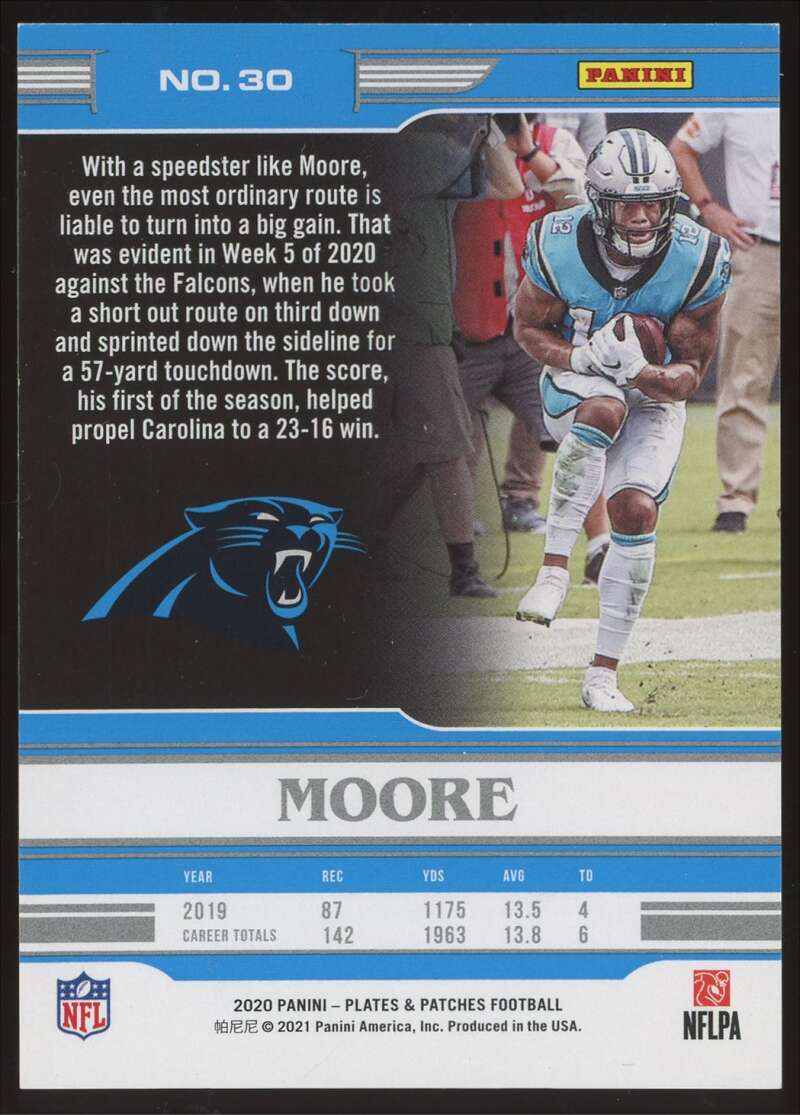 Load image into Gallery viewer, 2020 Panini Plates &amp; Patches Blue DJ Moore #30 Carolina Panthers /60  Image 2
