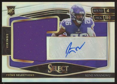 2021 Panini Select Prime Selections Prizm Rookie Patch Auto Kene Nwangwu 