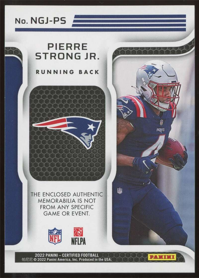 Load image into Gallery viewer, 2022 Panini Certified New Generation Mirror Red FOTL Pierre Strong #NGJ-PS New England Patriots Rookie RC Patch Relic /3 Image 2
