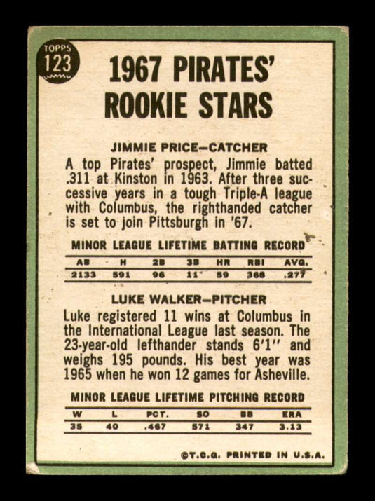 1967 Topps Jim Price Luke Walker