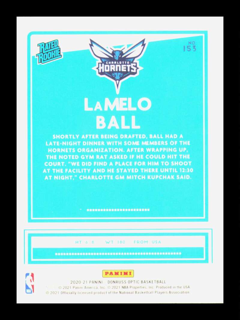 Load image into Gallery viewer, 2020-21 Donruss Optic LaMelo Ball #153 Charlotte Hornets Rookie RC  Image 2
