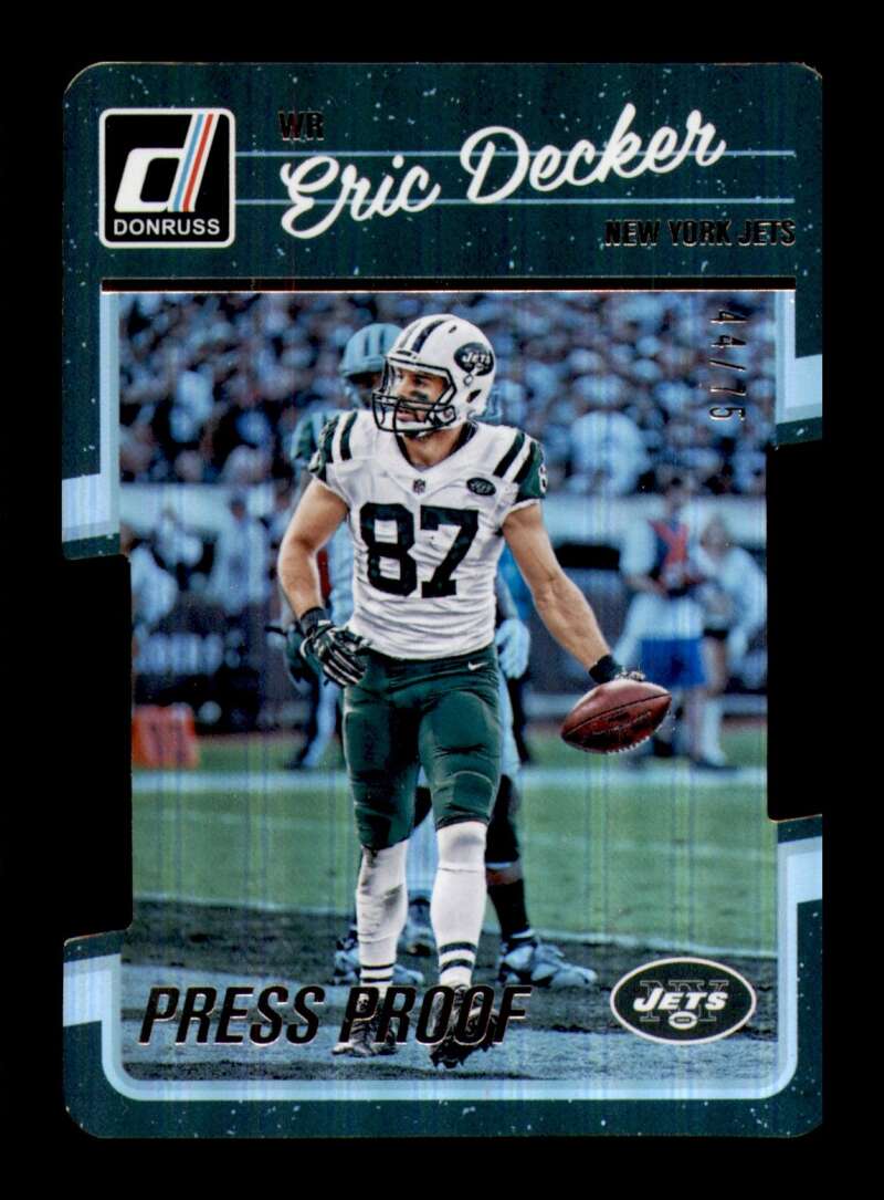 Load image into Gallery viewer, 2016 Donruss Press Proof Silver Die Cut Eric Decker #212 New York Jets /75  Image 1
