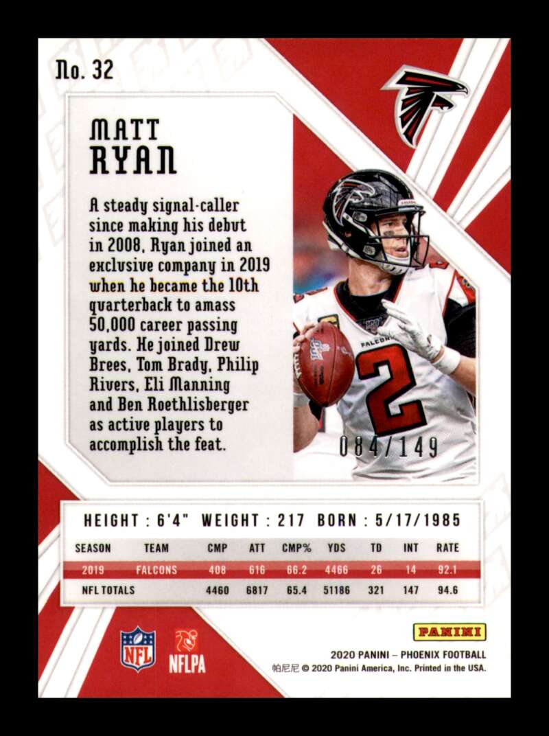 Load image into Gallery viewer, 2020 Panini Phoenix Purple Matt Ryan #32 Atlanta Falcons /149  Image 2
