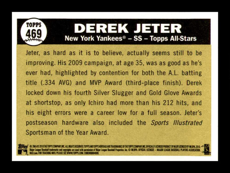 Load image into Gallery viewer, 2010 Topps Heritage Derek Jeter #469 New York Yankees All Star Short Print SP  Image 2
