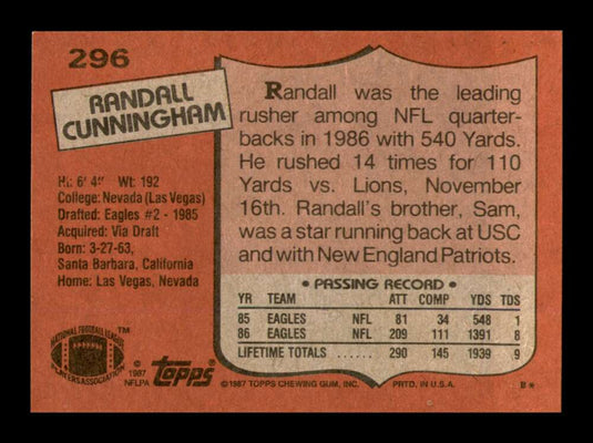 1987 Topps Randall Cunningham