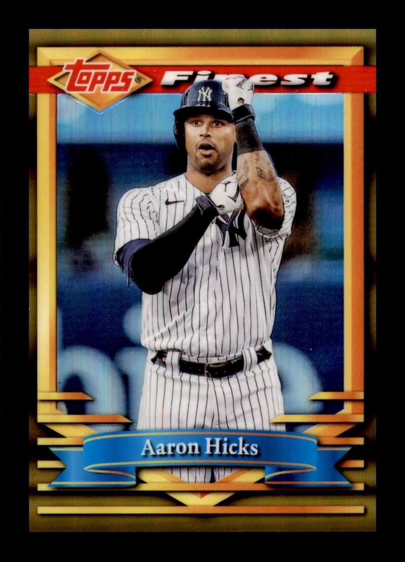 Load image into Gallery viewer, 2021 Topps Finest Flashbacks Gold Refractor Aaron Hicks #187 New York Yankees /50  Image 1
