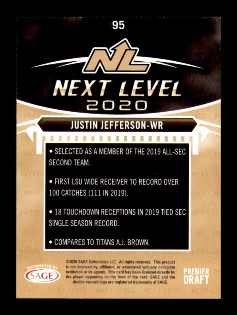 Load image into Gallery viewer, 2020 SAGE HIT Green Justin Jefferson #95 LSU Tigers Rookie RC Image 2
