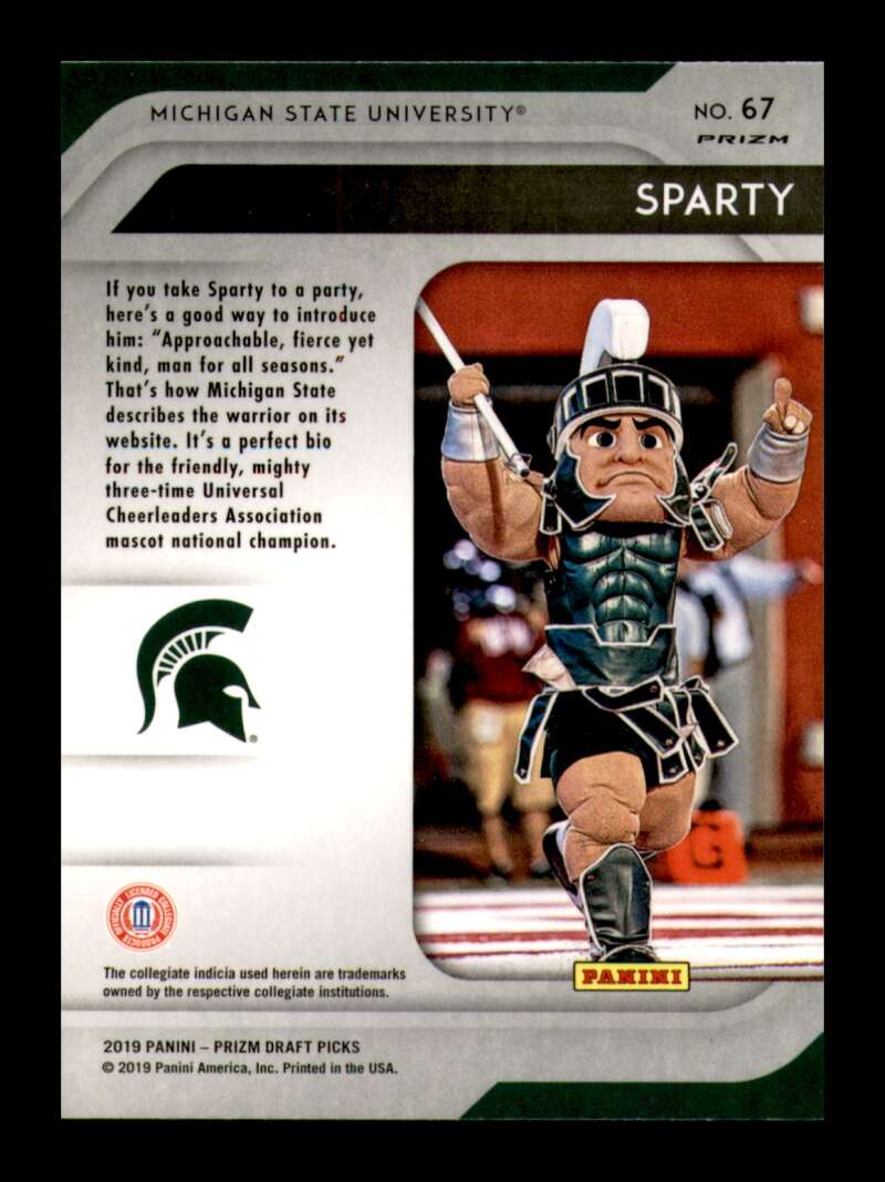 Load image into Gallery viewer, 2019 Panini Prizm Draft Silver Prizm Mascots Sparty #67 Michigan State Spartans  Image 2
