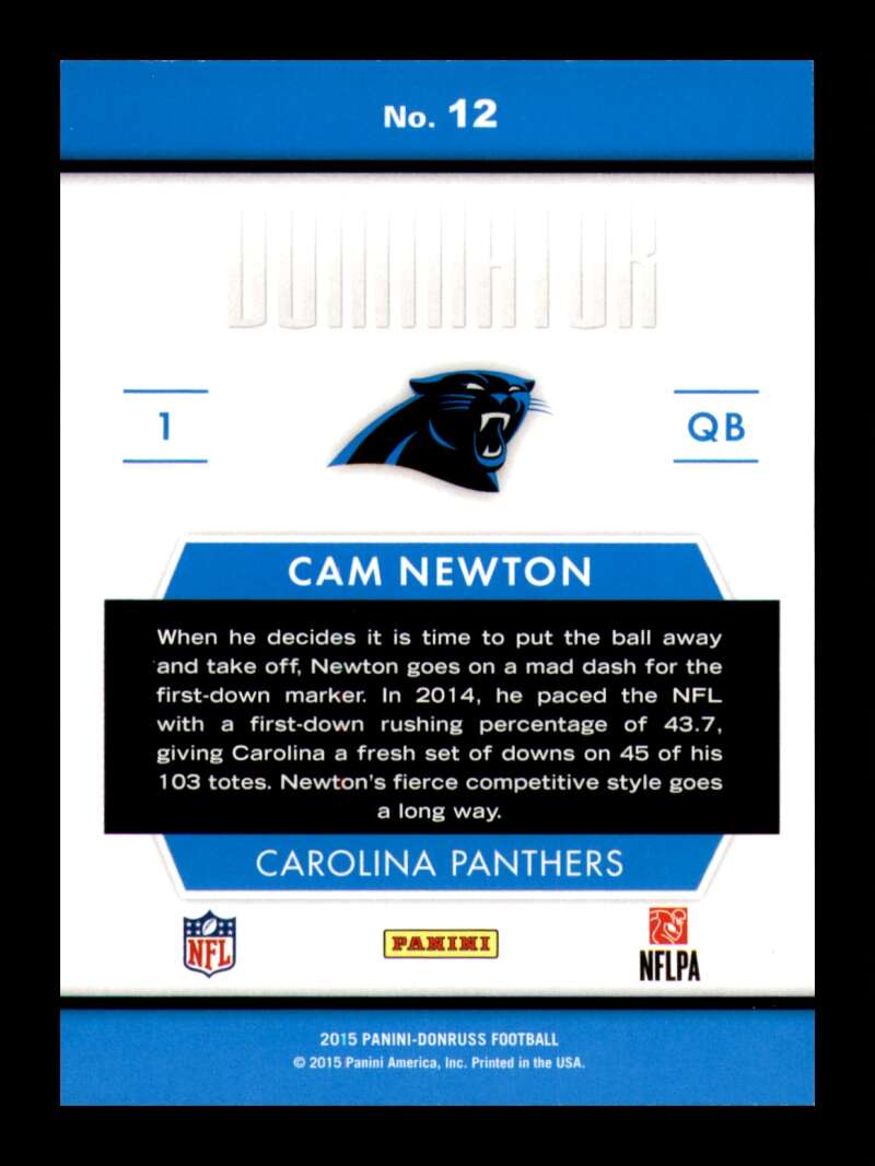 Load image into Gallery viewer, 2015 Donruss Dominator Cam Newton #12 Carolina Panthers /999  Image 2
