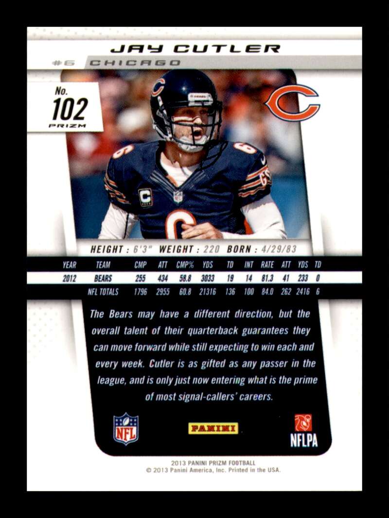 Load image into Gallery viewer, 2013 Panini Prizm Blue Pulsar Prizm WM Jay Cutler #102 Chicago Bears  Image 2
