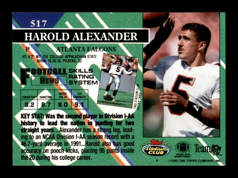 Load image into Gallery viewer, 1993 Topps Stadium Club First Day Harold Alexander #517 Atlanta Falcons  Image 2
