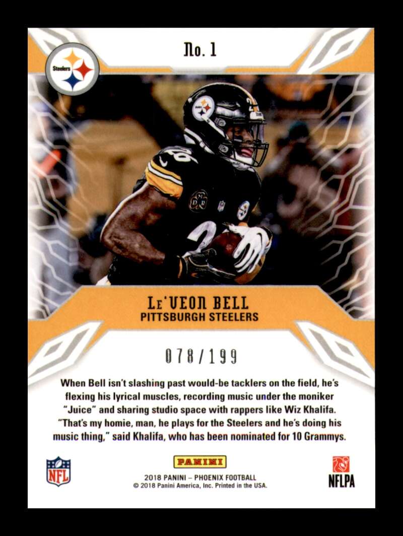 Load image into Gallery viewer, 2018 Panini Phoenix Adrenaline Rush Pink Le&#39;Veon Bell #1 Pittsburgh Steelers /199  Image 2
