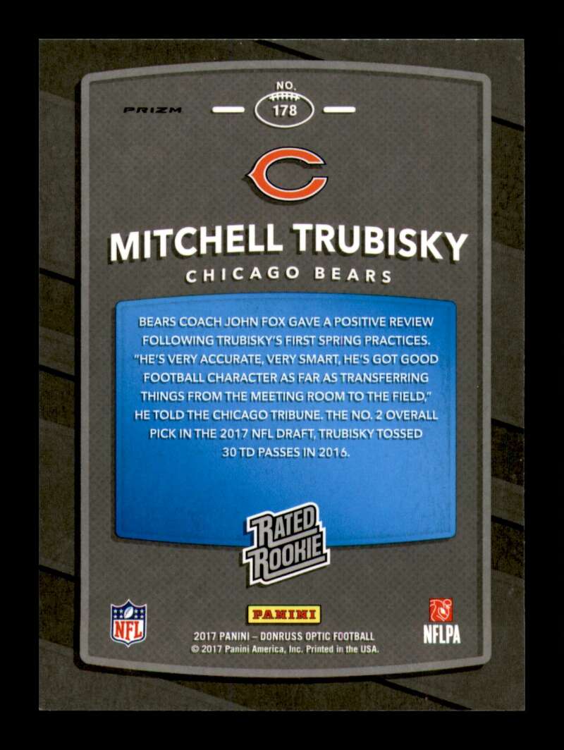 Load image into Gallery viewer, 2017 Donruss Optic Pink Mitchell Trubisky #178 Chicago Bears Rookie RC Image 2
