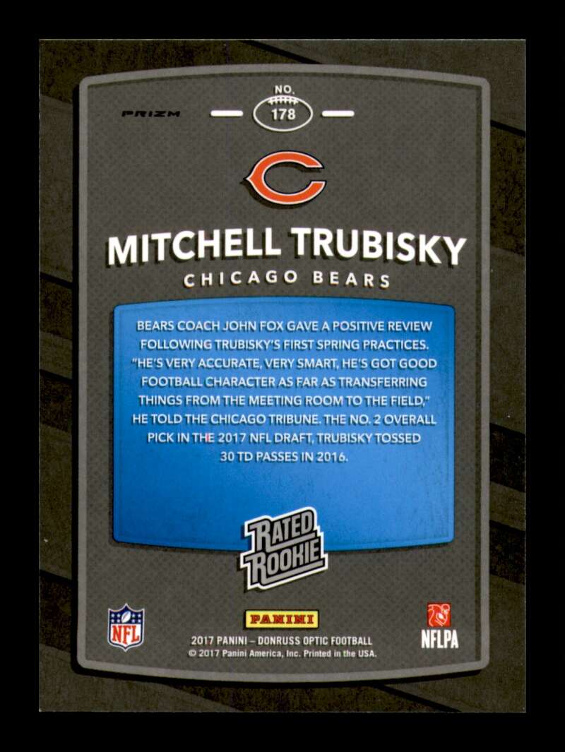 Load image into Gallery viewer, 2017 Donruss Optic Lime Mitchell Trubisky #178 Chicago Bears Rookie RC Image 2
