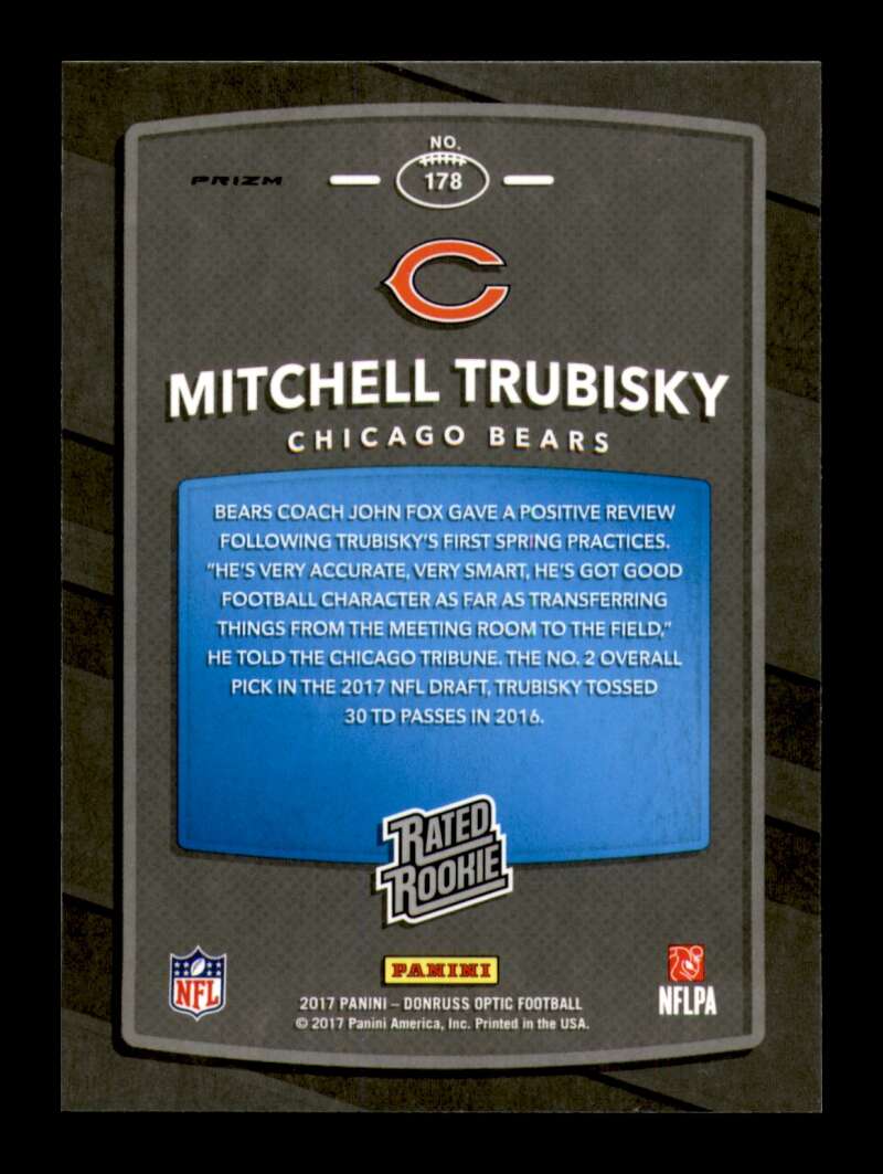 Load image into Gallery viewer, 2017 Donruss Optic Red Yellow Mitchell Trubisky #178 Chicago Bears Rookie RC Image 2
