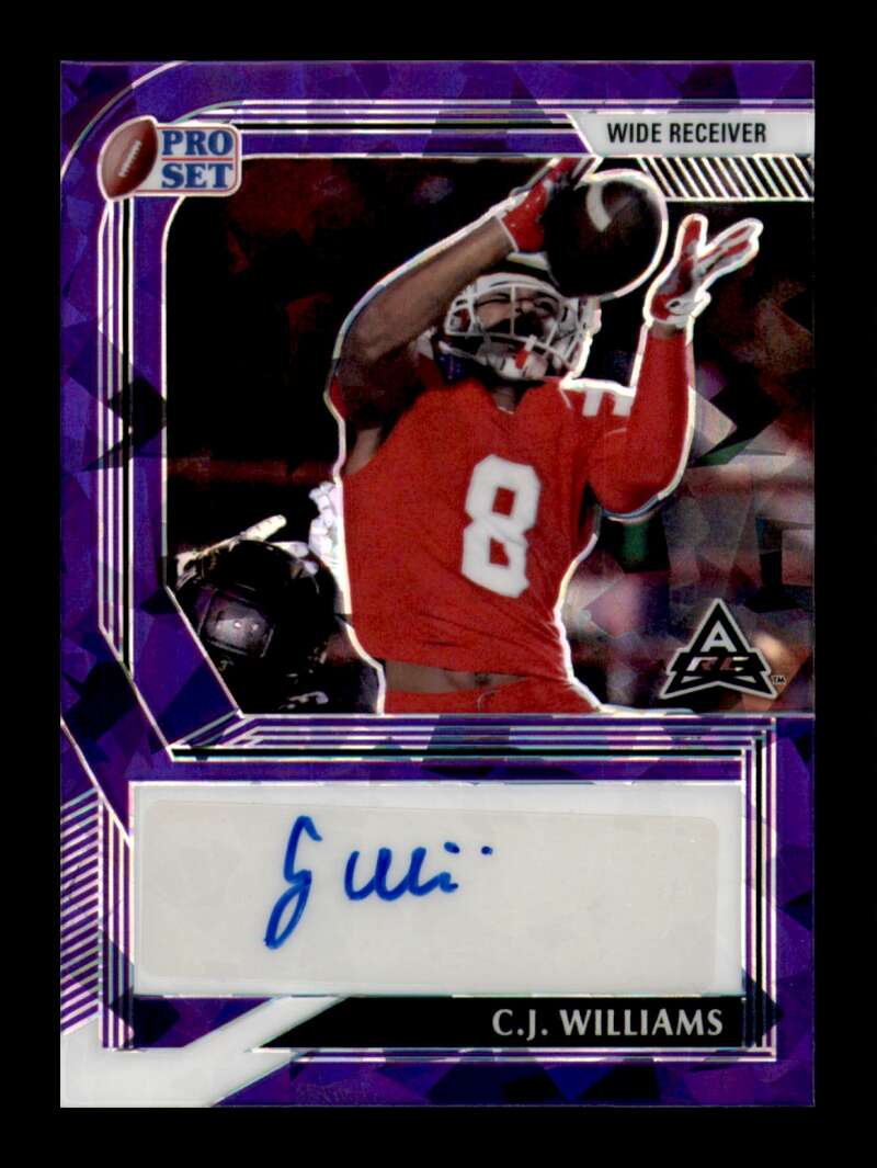 Load image into Gallery viewer, 2022 Pro Set Metal Crystal Purple Auto C.J. Williams #PA-CJW Rookie RC /20 Image 1
