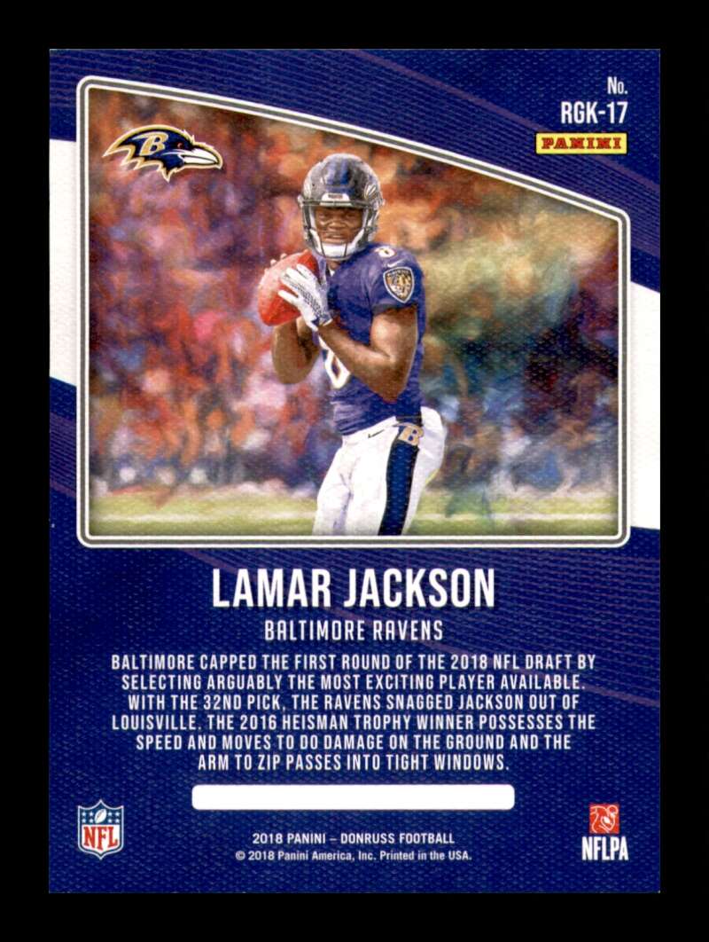 Load image into Gallery viewer, 2018 Donruss Rookie Gridiron Kings Lamar Jackson #RGK-17 Baltimore Ravens RC Image 2
