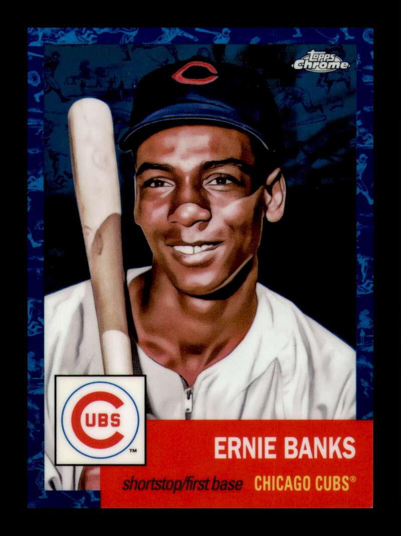 Load image into Gallery viewer, 2022 Topps Chrome Platinum Anniversary White Blue Toile Refractor Ernie Banks #14 Chicago Cubs /199  Image 1
