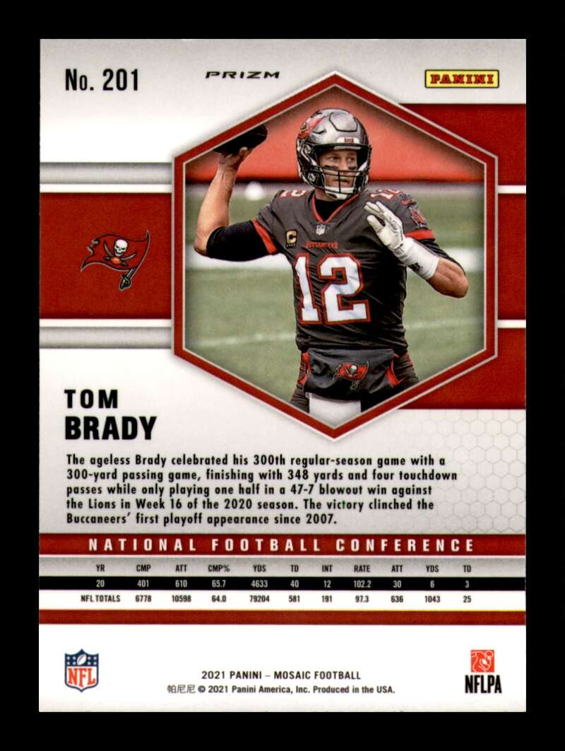 Load image into Gallery viewer, 2021 Panini Mosaic Green Mosaic Prizm Tom Brady #201 Tampa Bay Buccaneers  Image 2
