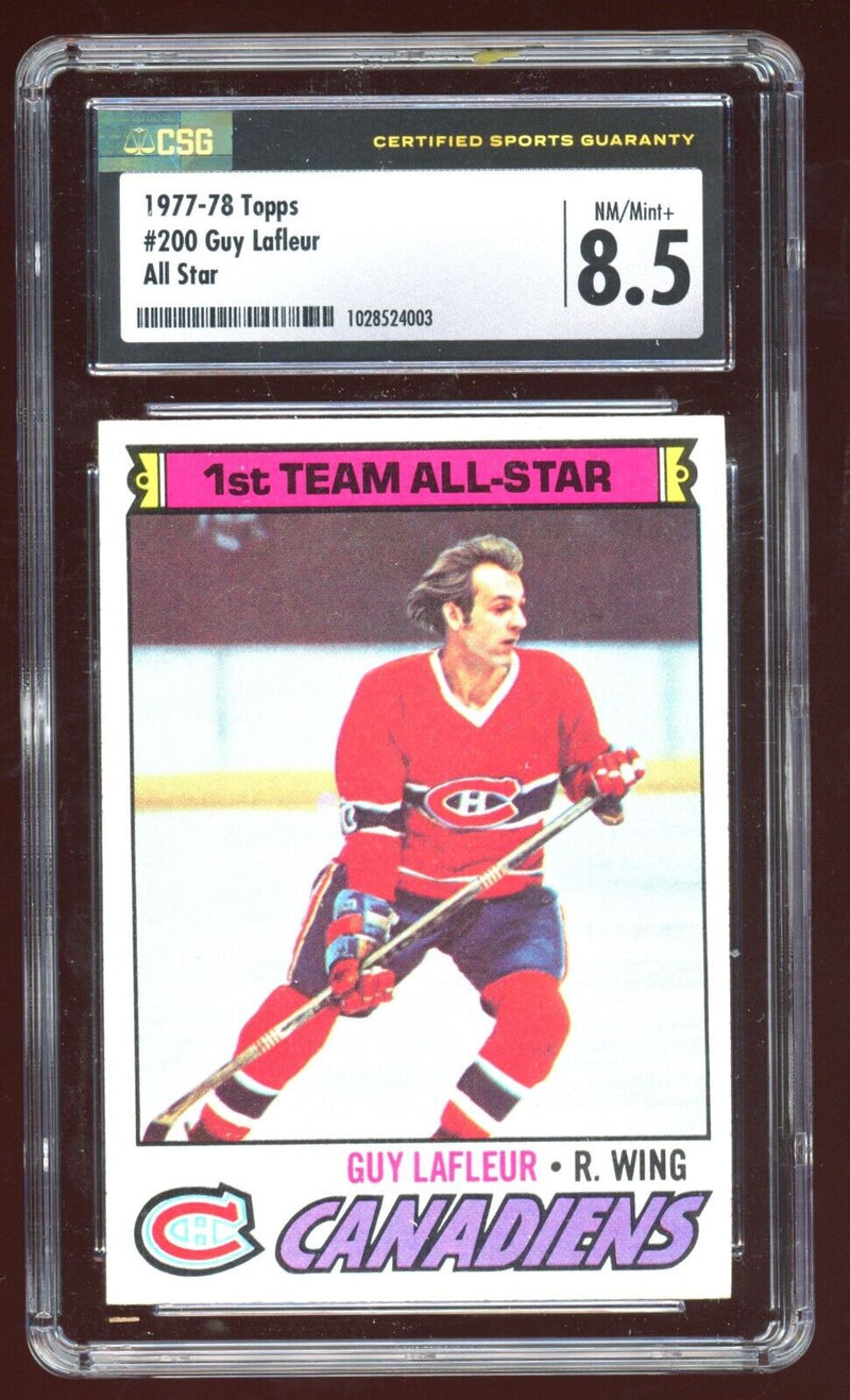 Load image into Gallery viewer, 1977-78 Topps Guy Lafleur #200 All Star Montreal Canadians CSG 8.5 NM-Mint+ Image 1
