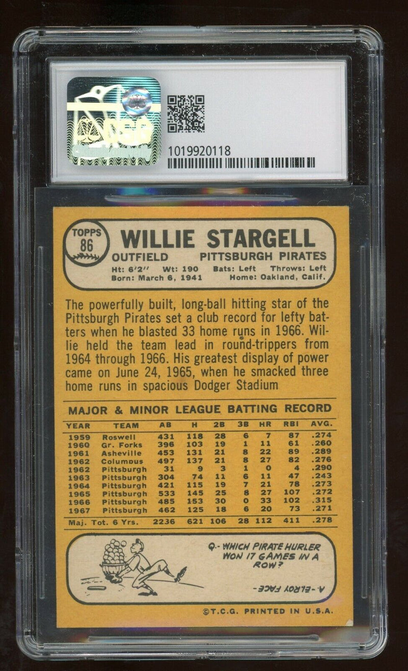 Load image into Gallery viewer, 1968 Topps Willie Stargell #86 Pittsburgh Pirates CSG 7.5 NM+ Centered Image 2
