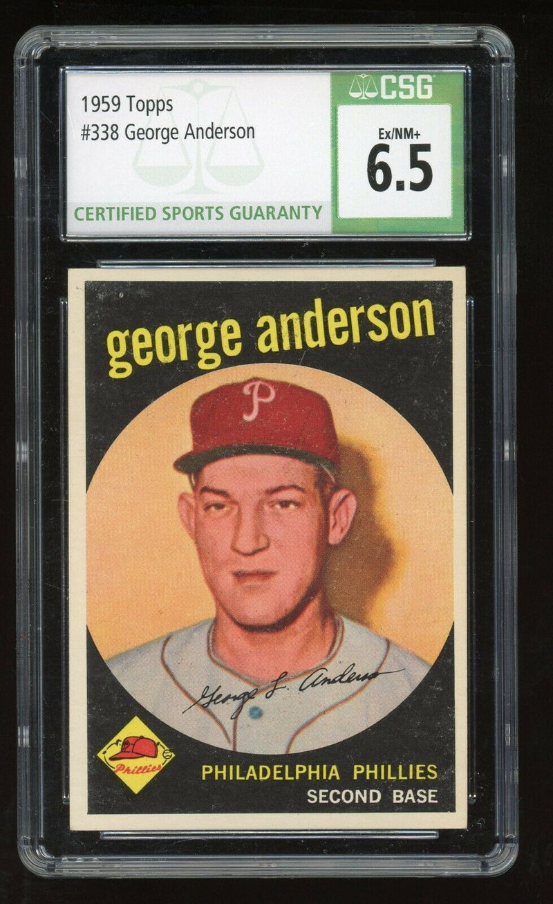 Load image into Gallery viewer, 1959 Topps George Anderson #338 Rookie Card RC Philadelphia Phillies CSG 6.5 Image 1
