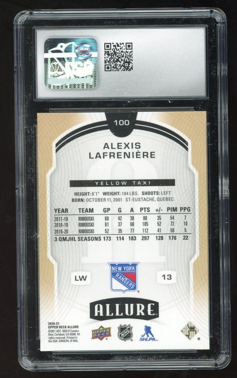 Load image into Gallery viewer, 2020-21 Upper Deck Allure Alexis Lafreniere #100 Yellow Taxi CSG 10 Rookie RC Image 2
