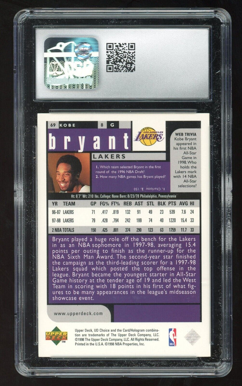 Load image into Gallery viewer, 1998-99 Upper Deck Choice Preview Kobe Bryant #69 CSG 10 Gem Mint Lakers Image 2
