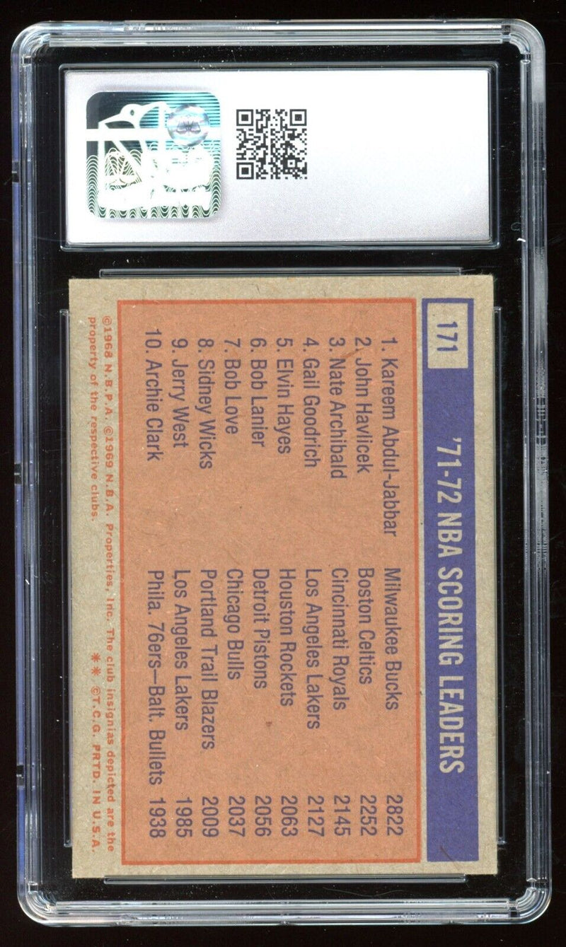 Load image into Gallery viewer, 1972-73 Topps Abdul-Jabbar Havlicek Archibald #171 Scoring Leaders CSG 7.5 NM+ Image 2
