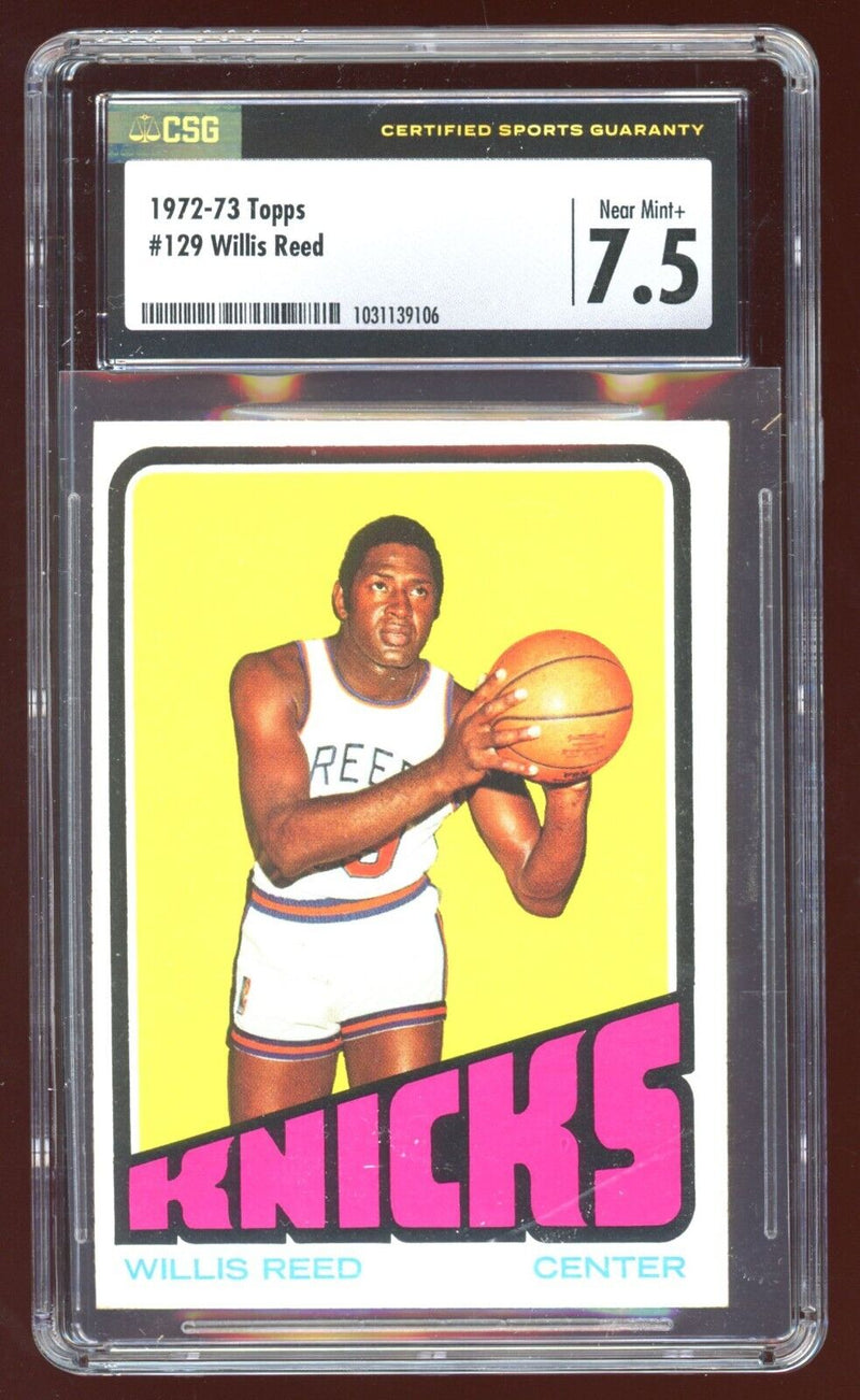 Load image into Gallery viewer, 1972-73 Topps Willis Reed #129 New York Knicks CSG 7.5 NM+ Near Mint Plus Image 1
