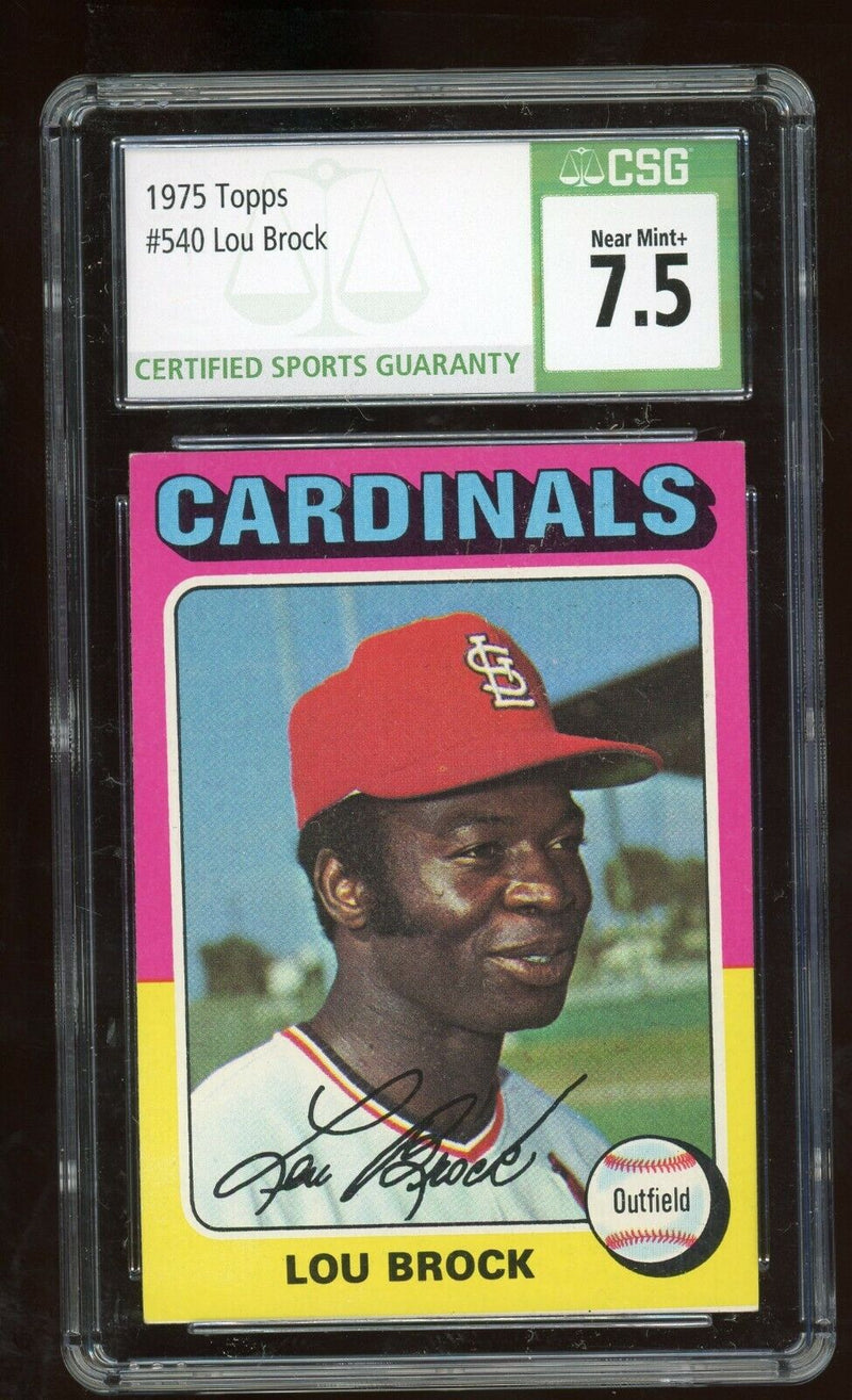 Load image into Gallery viewer, 1975 Lou Brock #540 St Louis Cardinals CSG 7.5 NM+ Near Mint + Centered Image 1
