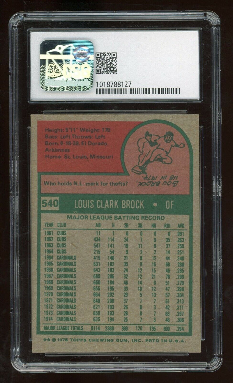 Load image into Gallery viewer, 1975 Lou Brock #540 St Louis Cardinals CSG 7.5 NM+ Near Mint + Centered Image 2
