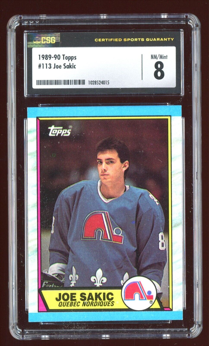 Load image into Gallery viewer, 1989-90 Topps Joe Sakic #113 Rookie Card RC Quebec Nordiques CSG 8 Image 1
