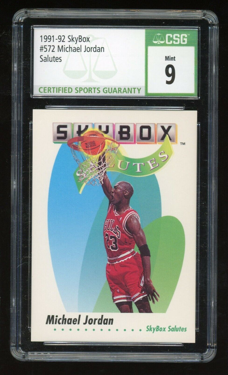 Load image into Gallery viewer, 1991-92 Skybox Michael Jordan #572 Skybox Salutes Bulls HOF CSG 9 Mint  Image 1
