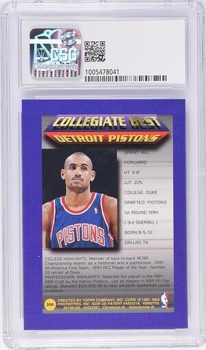 Load image into Gallery viewer, 1994-95 Topps Finest Grant Hill #200 Rookie Card RC Coating CSG 8.5 NM Mint + Image 2
