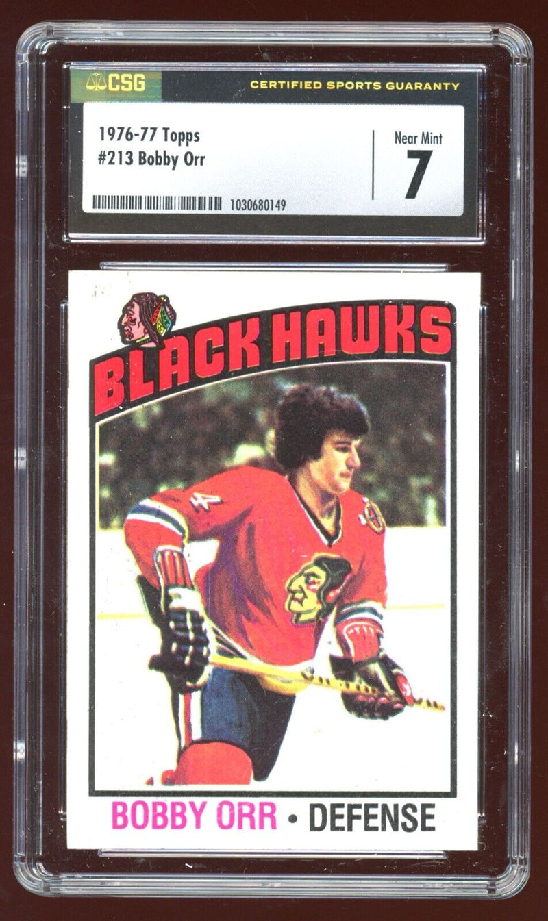 Load image into Gallery viewer, 1976-77 Topps Bobby Orr #213 Chicago Black Hawks CSG 7 NM Near Mint Image 1
