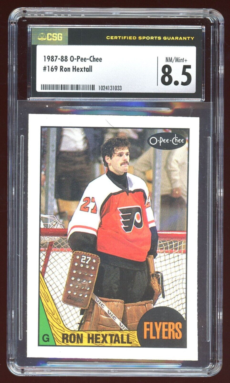 Load image into Gallery viewer, 1987-88 O-Pee-Chee Ron Hextall #169 Rookie RC Philadelphia Flyers CSG 8.5 OPC Image 1
