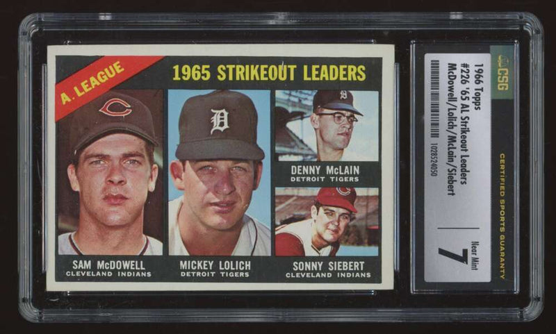 Load image into Gallery viewer, 1966 Topps Mickey Lolich Denny McLain #226 Strikeout Leaders Tigers CSG 7 Image 1
