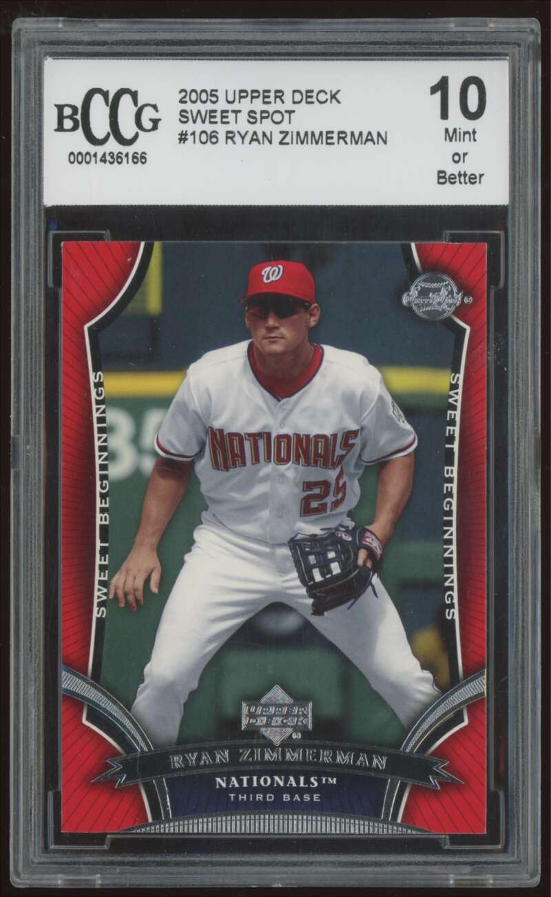 Load image into Gallery viewer, 2005 Upper Deck Sweet Spot Ryan Zimmerman #106 Rookie RC BCCG 10 Nationals  Image 1
